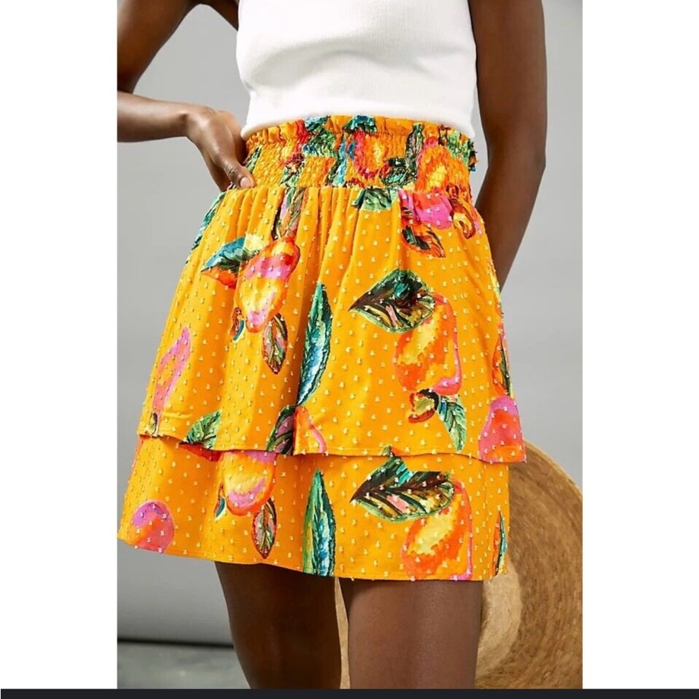 Farm Rio by Anthropologie Savannah Tiered Mini Skirt Size M